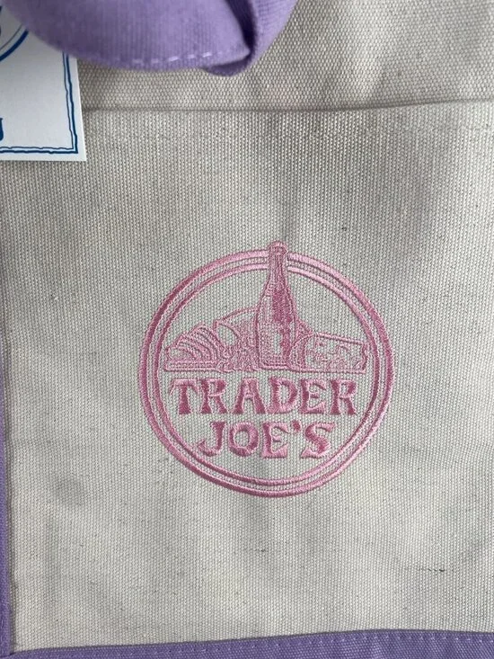 Viral Trader Joe's Large Purple Pastel Cotton Tote Bag - Set of 2 - Picture 3 of 5